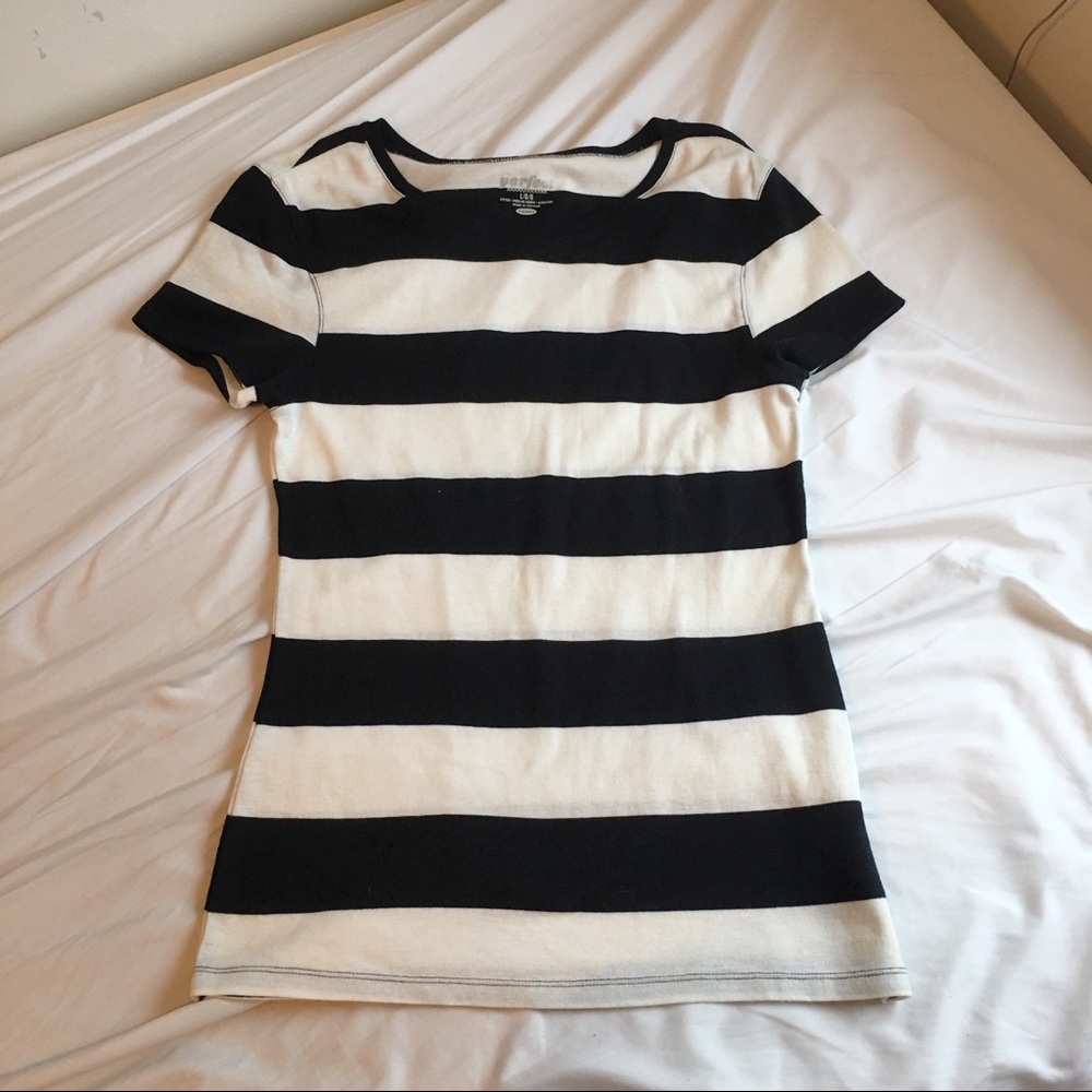 Black and White Striped Scoop Neck
